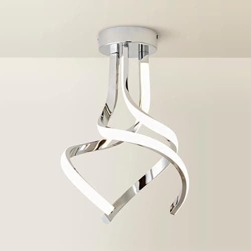 Image of ValueLights | Chrome Single Twist Integrated LED Ceiling Light Fitting for Living Room | Ceiling Lights, Home Décor & Improvement Essential | Mains Wired