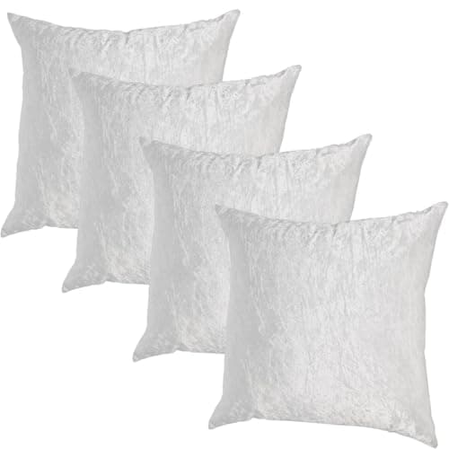 Image of John Aird Set Of 4 Crushed Velvet Decorative Cushion Covers 18" x 18" (set of 4) (White)