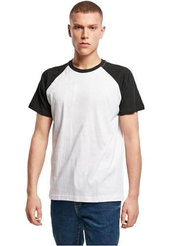 Image of Build Your Brand Men's Raglan Contrast Tee T-Shirt, White/Black, 3XL