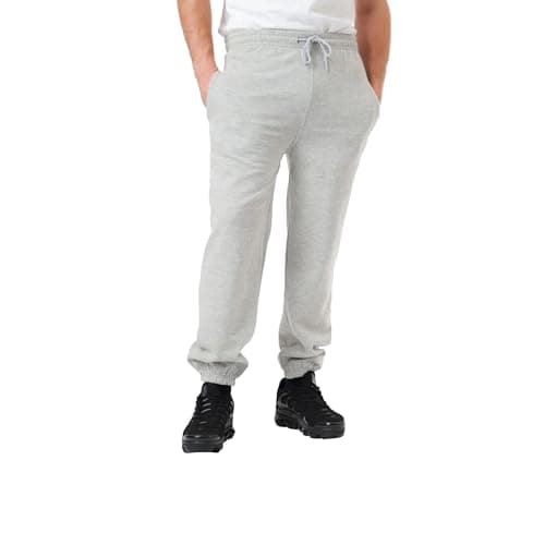 Image of LABEL APPAREL Mens Elasticated Joggers Cuffed Plain Brushed Fleece Inside Jogging Bottoms Zip Pocket 290GSM Casual Regular Fit Trouser Sweatpants Drawstring Pants Plus Size (Medium, Grey)