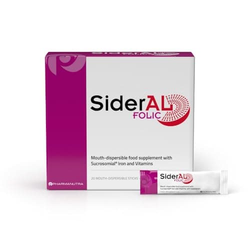 Image of SiderAL Folic Iron Supplement for Women, Reduces fatigue, Pregnancy, Iron Deficiency, More Energy, Gentle on Stomach, Folic Acid, Vitamins C, D, B6, B12, Non-Constipating, Rapid Absorption, 20 Sachets