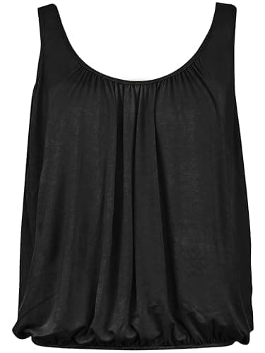 Image of Love My Fashions® Women’s Vest Top Sleeveless Round Scoop Neck Tank Bubble Hem Straps Summer Vest Tops for Women UK Black