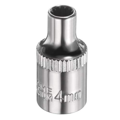 Image of sourcing map 12 Points Socket 1/4" Drive 4mm Metric Shallow Impact Socket Cr-V Steel Chrome Plating Flip Sleeve Nut Driver Wrench for Home Auto Nuts Bolts Repair