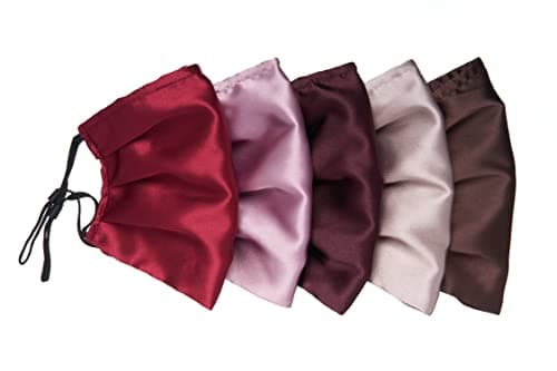 Image of Habac Studio Pack of 5 Satin Silk Face Masks, Face Masks Washable UK, Reusable Face Mask, Mens Face Mask, Masks for Women, Silk Face Covering, Nose Wire, Adjustable, UK Seller (Reds)