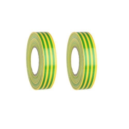 Image of Masterpart 33 Metre Green/Yellow Earth Electrical PVC Insulating Tape 19mm x 33m Pack Of 2