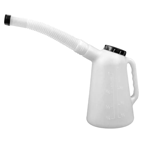 Image of Faithfull Plastic Oil Pourer, Metric and Imperial Measuring Oil Can with Flexible Pouring Spout & Screw Cap - 1 Litre