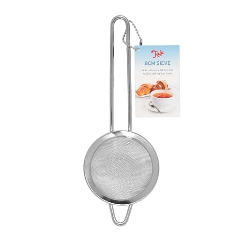 Image of Tala Stainless Steel Sieve, 8 cm Diameter with Fine Mesh, Perfect for Loose Tea, Dusting Cakes and rinsing Single portions of Pulse Beans