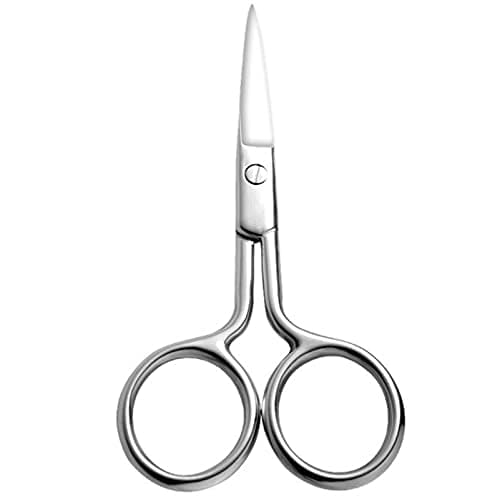 Image of Stainless Steel Facial Hair Scissors - Small Straight Tip Scissors for Eyebrows, Nose, Moustache, Beard & Eyelash