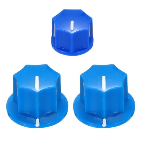 Image of sourcing map Guitar Effect Pedal Knob Set, 5/8" 13/32" Plastic Brass Insert Electric Guitar Knobs for Amplifier Guitar Bass Volume Control,Blue