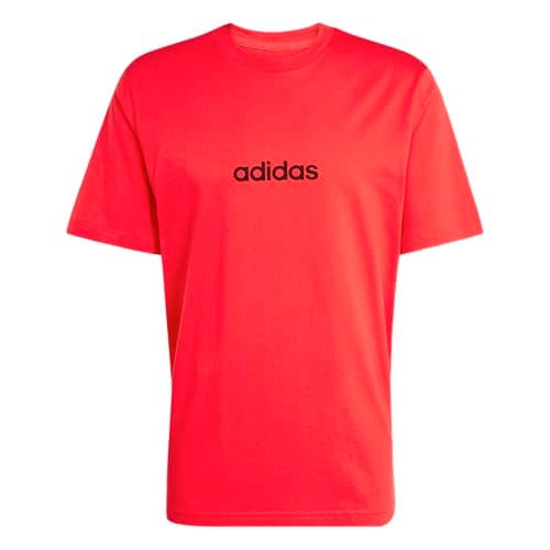 Image of adidas Men's Essentials Linear Single Jersey TEE, Pure Ruby/Black, L