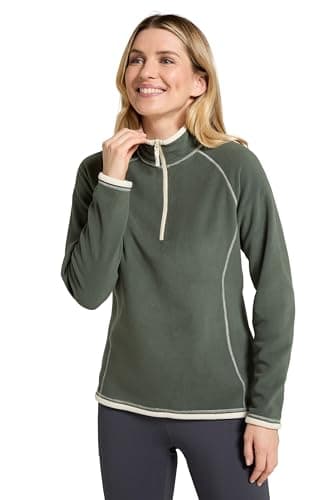 Image of Mountain Warehouse Montana Womens Microfleece - Breathable Ladies Sweater, Quick Drying Pullover, Warm Fleece Jacket, Half Zip - Spring Summer, Travelling Dark Green Women's Size 12
