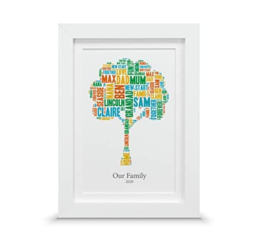 Image of Personalised Family Name Word Tree | Word Cloud Print (A5-21 x 15cm, Print & Standard Frame)
