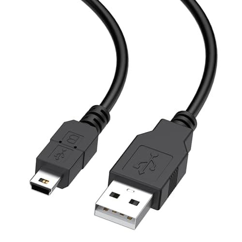 Image of Yisica 1.8M Mini USB Cable, USB 2.0 Type A to Mini B Cable Support Data Sync and Charging, MiniB 5-Pin Lead Compatible with Hero 4/3, PS3 Controller, Dash Cam, SatNav, GPS Receiver, PDAs, Camera