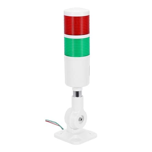 Image of PATIKIL 2-Layer LED Signal Warning Light Tower with No Buzzer, 12-24V 10A Column Warning Tower Stack Lights with Steady/Flash Light Switchable for Factories Industrial Machinery, White