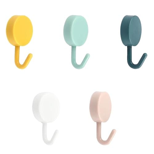 Image of 5 Pcs Colorful Hooks,Heavy Duty Cute Colorful Key Holder,Self Adhesive Hooks,Self-Adhesive Wall Hook,for Storage Various Items and Home Accessories,Hanging Keys Towels Wallets Scarves
