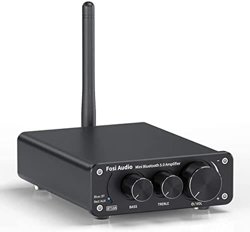 Image of Fosi Audio BT10A Bluetooth 5.0 Amplifier Stereo Power Amplifier, 2 Channel Class D Mini Hi-Fi Integrated TPA3116 Audio Amp, for Home Speakers 50W x 2, with 19V 4.74A UK Power Supply