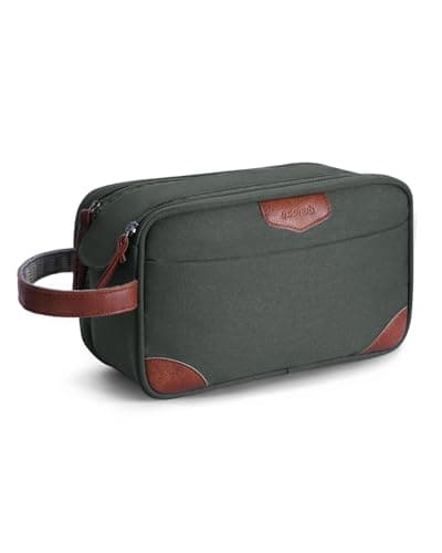 Image of ECOHUB Toiletry Bag for Men, Water-Resistant Travel Wash Bag with Wet Pocket, Recycled Dopp Kit Shaving Bag Fit Full Size Toiletries, Wide-Open Dual Zipper Cosmetic Makeup Organizer, Green