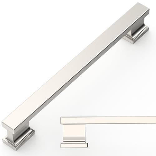Image of Amerdeco 6 Pack Brushed Satin Nickel Cabinet Pulls, 6.3 Inch(160mm) Hole Centers Kitchen Cabinet Handles, Solid Zinc Alloy Kitchen Cabinet Hardware Drawer Pulls for Dresser Cupboard Wardrobe,AM043