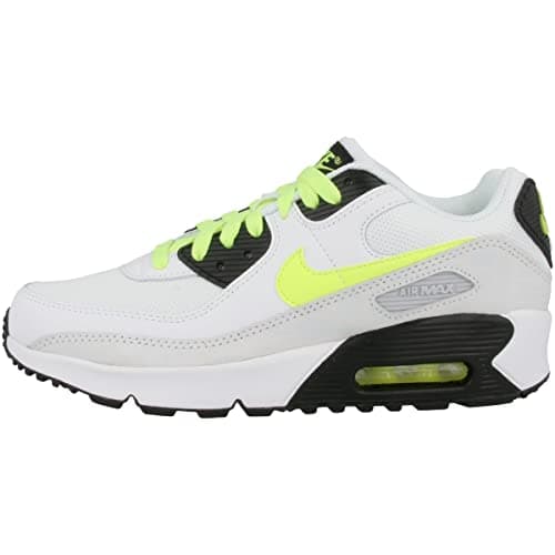 Image of NIKE CD6864 AIR MAX 90 LTR (GS) Men White/Volt-Black-Pure Platinum UK 5