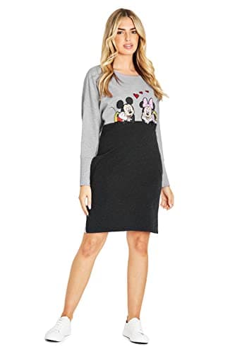 Image of Disney Sweater Dress Mickey Mouse Minnie Mouse Oversized Hoodie Dress Soft Breathable Lounge Wear Casual Dresses for Women and Teenagers Stitch Gifts for Women (Grey Marl, S)