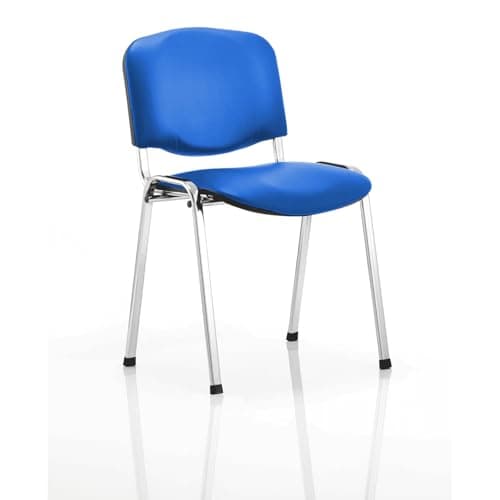 Image of Dynamic BR000072 ISO Stacking Frame Chair Without Arms - Black/Blue Blue Vinyl Blue Vinyl Chrome