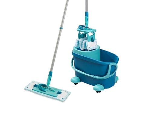 Image of Leifheit Clean Twist M Ergo Mobil Mop and Bucket Set, Mop, Moisture controlled Spin, Faster cleaning Spin mop, Easy-steer Micro Fibre Head with 360° Joint, Twist Mop with Wheels, Mop Head 33 cm Wide