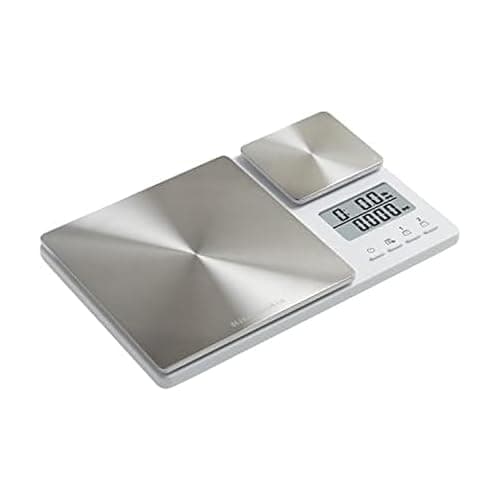 Image of KitchenAid KQ909 Dual Platform Digital Kitchen and Food Scale, 11 Pound Capacity and Precision 16oz Capacity, White with Stainless Steel
