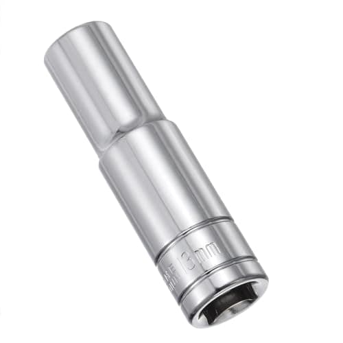 Image of Juttzzei 6-Point Deep Socket, 1/2" Drive 13mm Socket, Full Polishing CR-V Steel 13mm Socket 1/2 Drive with 78mm Length 6-Point Metric Sizes for Car Home Repair Mechanical Maintenance - Silver