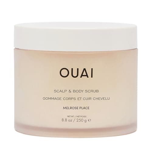 Image of OUAI Scalp & Body Scrub - Melrose Place - Exfoliating Body Polish with Sugar & Coconut Oil Blend for Smooth, Moisturized Skin - Gentle Scalp Exfoliator for Removing Product Build Up (250g)