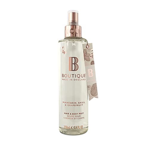 Image of Boutique Body Spray 250ml - Mandarin, Basil & Grapefruit Fragrance Womens Hair & Body Mist - Refreshing, Moisturising Spray With Essential Oils - Vegan - Made In England