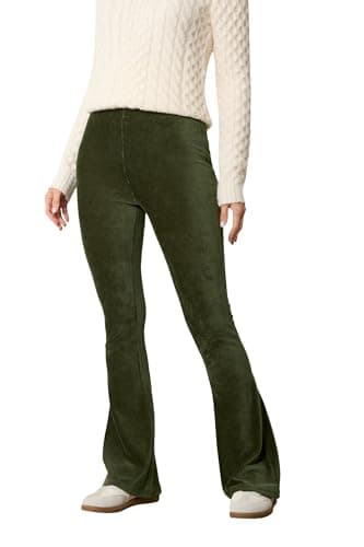 Image of Long Tall Sally - LTS Tall Green Cord Kick Flare Leggings - Women's