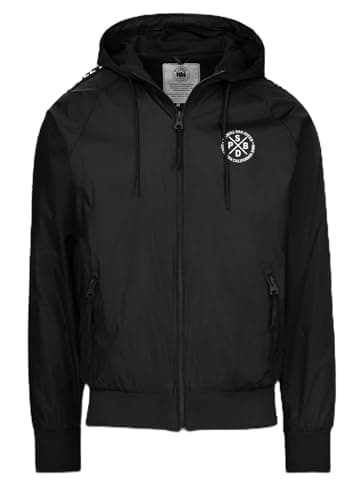 Image of PITBULL - Mens Jacket Softshell ATHLETIC TAPE, Men's Transitional Jacket, Hooded Men's Jackets, Windproof Softshell Jacket with Zipper, Spring Jackets, Comfortable Side Pockets