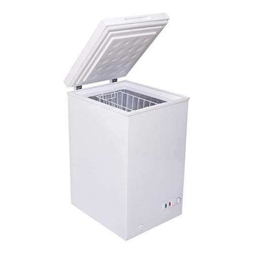 Image of SIA AMZCHF100W White Chest Freezer with Removable Wire Basket, 80L Freestanding Freezer, 48cm Wide, Adjustable Temperature Control, E Rated, 2 Years Parts And Labour Guarantee
