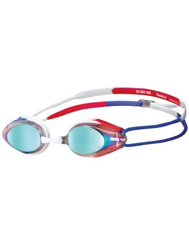 Image of ARENA SWIM GOGGLE TRACKS MIRROR JUNIOR -GOLD-BLUE-RED