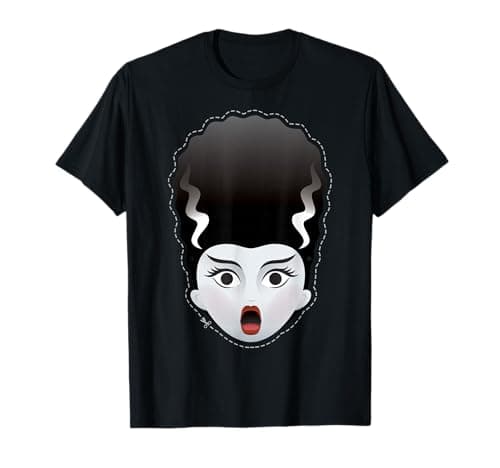 Image of Universal Monsters Bride Of Frankenstein Cartoon Mask T-Shirt