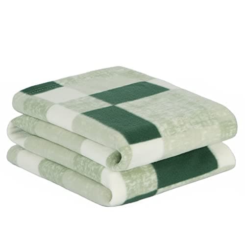 Image of Dreamscene Winter Check Fleece Blanket Super Soft Warm Cosy Sofa Bed Picnic Garden Throw Over, Plaid Tartan Forest Green - 120 x 150cm