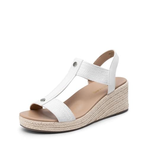 Image of DREAM PAIRS Women's Wedges Sandals - Classic Comfort,Size 6.5,White,SDWS26006W