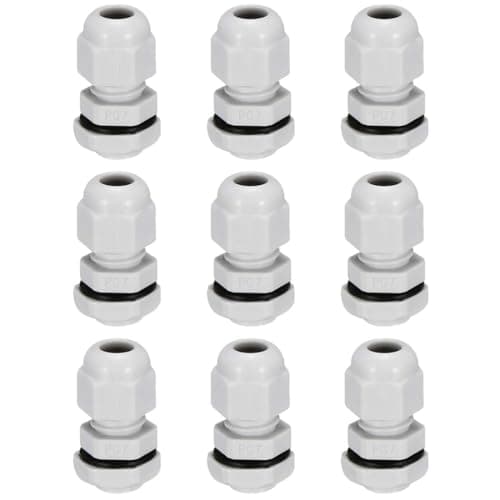Image of TA-VIGOR 9Pcs PG7 Cable Gland, IP68 Waterproof Adjustable Plastic Nylon Wire Connectors Gland Joints for 3mm-7mm Cables, Locknut Stuffing Glands with Locknut and Washer – White