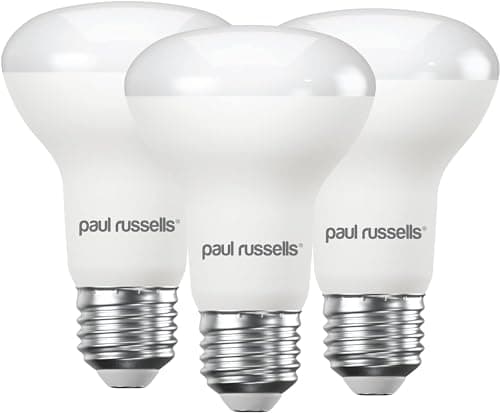 Image of paul russells E27 Spotlight 8.5W LED Reflector R63 Light Edison Screw, 60W Equivalent Bulb, 806 Lumen, 2700K Warm White, Frosted 120° Beam Angle ES Energy Saving Lightbulbs, 3 Pack