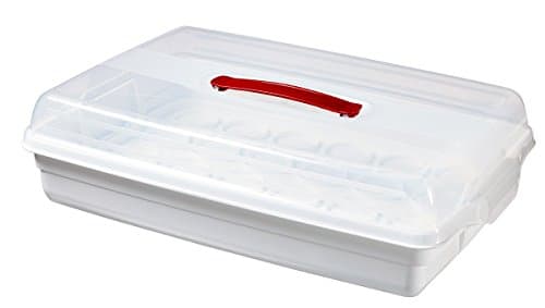 Image of CURVER 219975 45 x 30 x 12 cm Plastic Rectangular Angled Cake Box, White