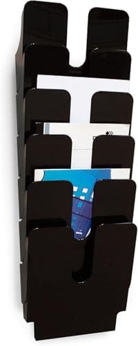Image of Durable FLEXIPLUS 6 A4 Portrait Literature Holder - Black - Easy To Install Wall Mounted Document Holder - Perfect For Flyers, Brochures, Etc.
