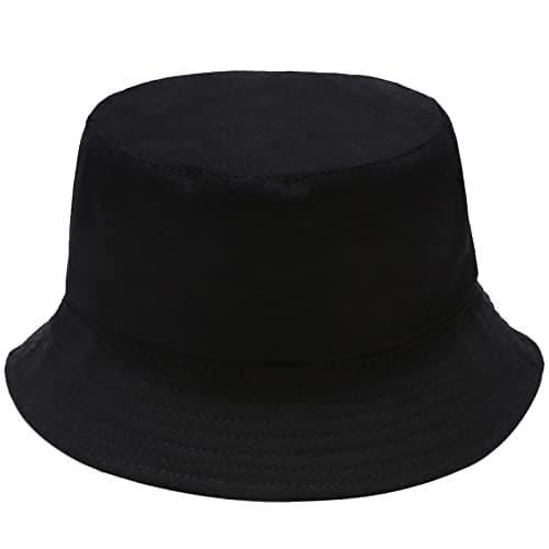 Image of Malaxlx Black Bucket Hat for Women Men, Summer Travel Beach Outdoor Sun Hat Fishing Hat Reversible Double-Side-Wear