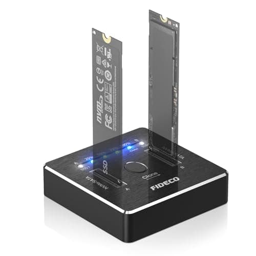 Image of FIDECO M.2 NVMe SATA SSD Cloner Dock, USB 3.2 Gen 2, 20Gbps Dual NVMe SATA SSD Dock, NVMe SSD Cloner, Support Offline Clone, UASP and TRIM, Aluminum Design