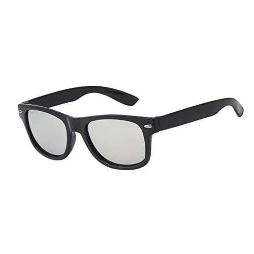 Image of Kids Sunglasses Girls Boys Children Classic Style Shades UV 400 Protection (Black & Mirror Lens)