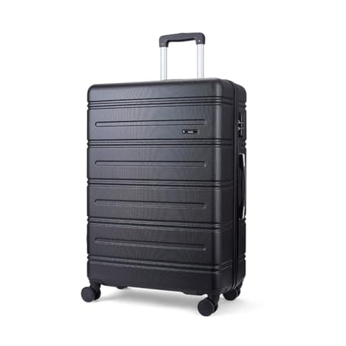 Image of Rock Lisbon Large Hardshell Suitcase Lightweight Luggage in Black