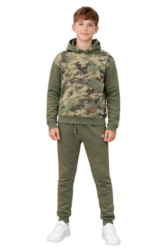Image of Bahob® Boys Tracksuit Activewear 2 Piece Fleece Pull Over Hoodie and Joggers Camouflage Contrast Tracksuit Set 5-14 Years (UK, Age, 7 Years, 8 Years, Regular, BFTS-53-C)