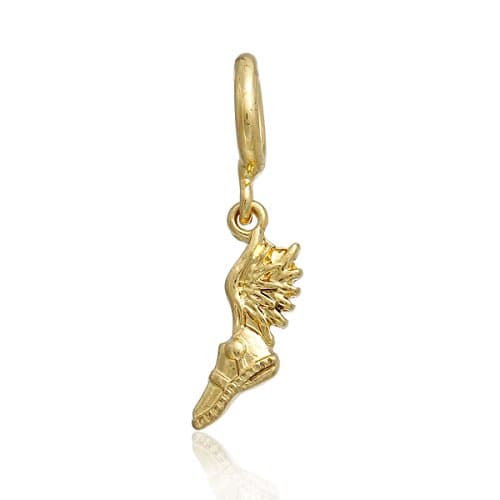 Image of Gold Plated Charms for Leather Charm Bracelets - Cylinder and Drop Styles (Winged Shoe)