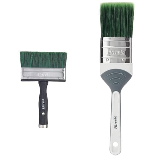 Image of Harris Seriously Good Shed & Fence Woodwork Paint Brush, 5" & Seriously Good Shed & Fence NO-LOSS Woodwork Paint Brush, 2"