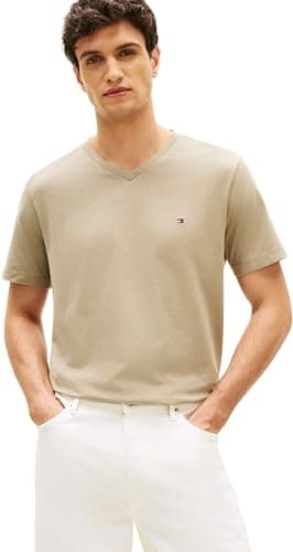 Image of Tommy Hilfiger Men's Essential V-Neck Tee Mw0Mw39249, Green, L