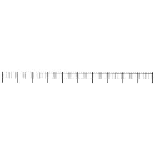 Image of vidaXL Garden Fence with Hoop Top Steel 1781.5x80 cm Black
